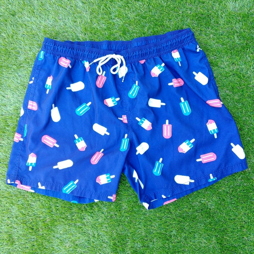 Good Used Condition Men's Blue Popsicle Print Swim Trunks Size XL